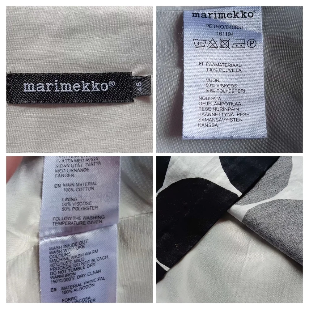Marimekko "Pienet Kivet" Black and White Mod Sleeveless Mini Shift Dress - Picture 6 of 6